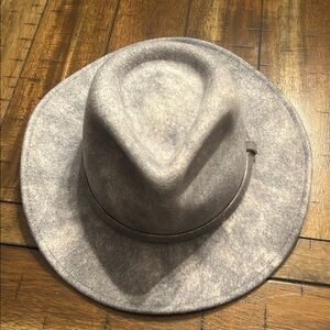 Free People Mossant Wool Dusted Cowboy Rancher Shaded Brown Fedora Hat - Medium